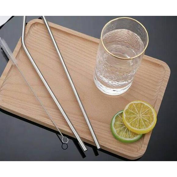 SEDOTAN STAINLESS SET STAINLESS STEEL STRAW SEDOTAN LURUS BENGKOK SIKAT PEMBERSIH GOGREEN 3IN1 VA204