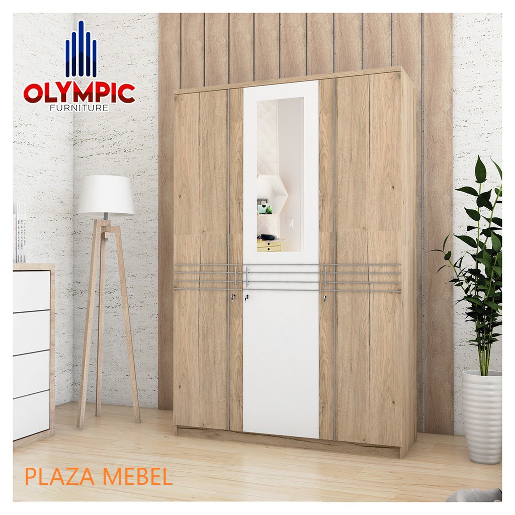 Lemari Pakaian Helena Olympic 3 Pintu Cermin Minimalis