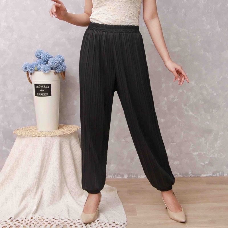 Toply shop Celena Jogger PlisKET Premium wanita / preated jogger pants wanita / celana karet plisket