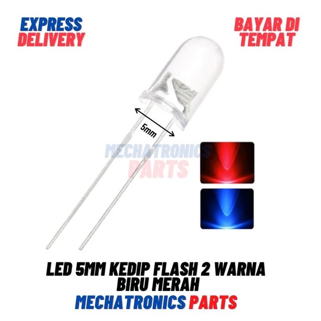 [DSP-9305] LED 5MM FLASH 2WARNA BIRU MERAH