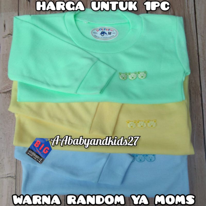 SATUAN!!! 1PC Dolphin Kaos Oblong Bayi Lengan Panjang Bahan Lembut Nyaman dan SNI Ukuran M L XL