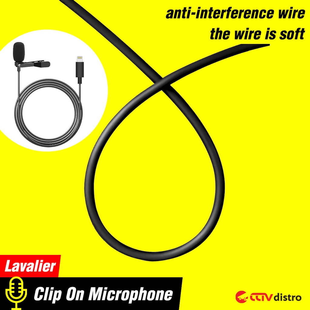 L23 Mic iPhone Lightning Clip On Microphone Jepit Mikrofon iPad Kabel Microfon Condenser Untuk Vlogger Rekaman Recording Youtuber