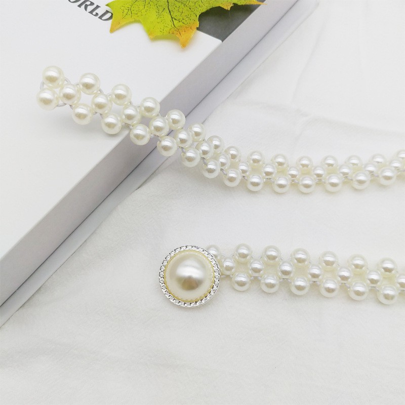 Gesper Import Rantai Mutiara Elastis Motif Kepala Random Aksesoris Gaun Wanita