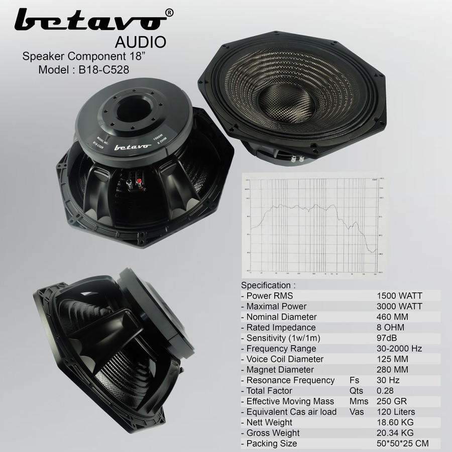 SPEAKER COMPONENT 18 BETAVO B18-C528 PROFESSIONAL AUDIO KOMPONEN