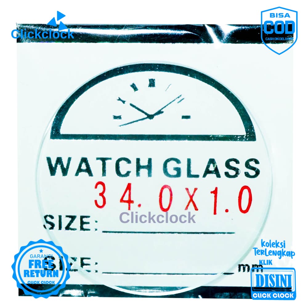 Kaca Jam Kaca Bahan Watch Glass PNC-340 Bagus 3,4 cm