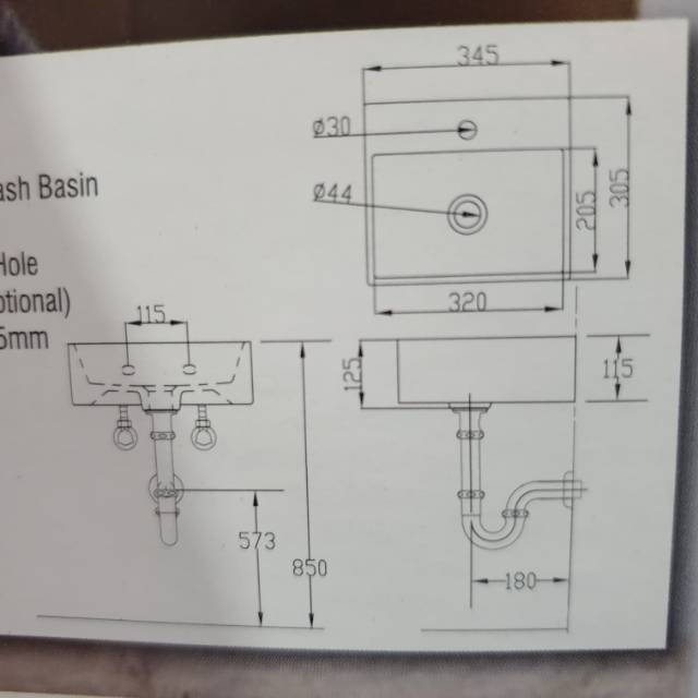 Wastafel keramik kotak JAYCO komplit alat + kaca cermin