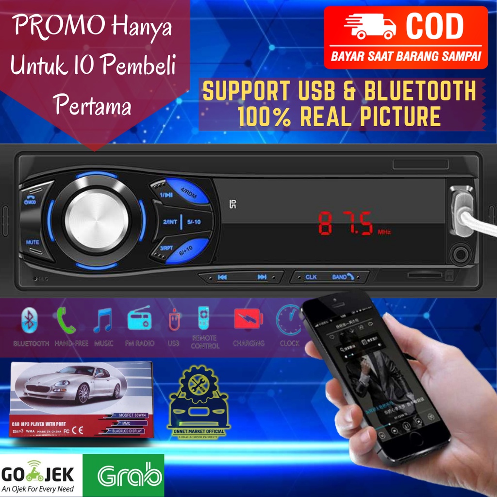Taffware Tape Audio Mobil MP3 Tipe Mobil Bluetooth Wireless Receiver 12V Tape MP3 Mobil Tape Radio M