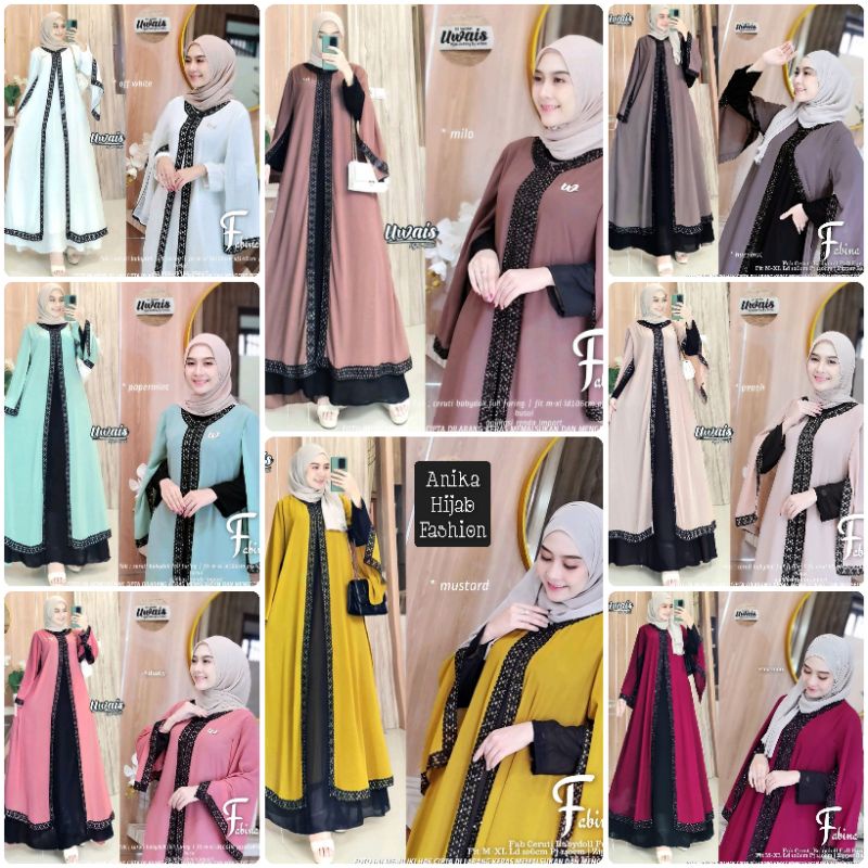 FABINA DRESS ORIGINAL BY UWAIS HIJAB. GAMIS DRESS MAXY BUSUI PREMIUM PRODUK BERLABEL
