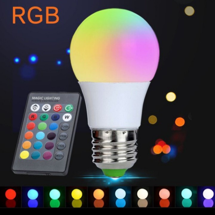 *COD* Bola Lampu Led 16 Warna warni + Remote Control RGB 3 watt