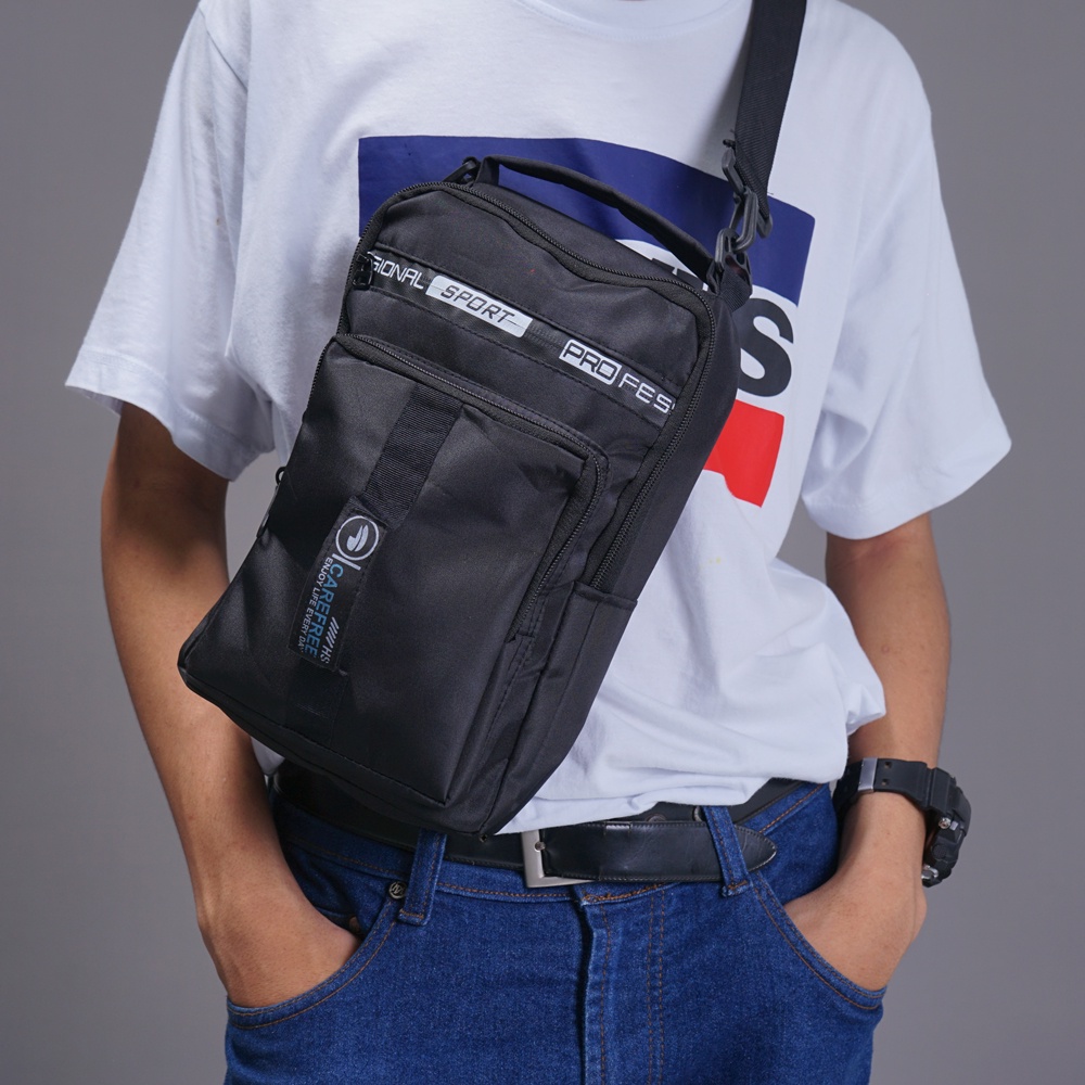 ESL05 - TAS SLEMPANG PRIA MODEL WAISTBAG BAHAN KULIT PU KUALITAS MEWAH