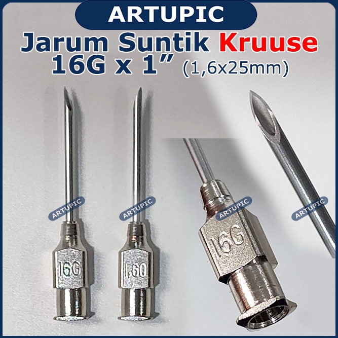 Jarum Suntik KRUUSE 16G x 1 inch Hewan Besar Vaksin Ternak Sapi Babi Needle