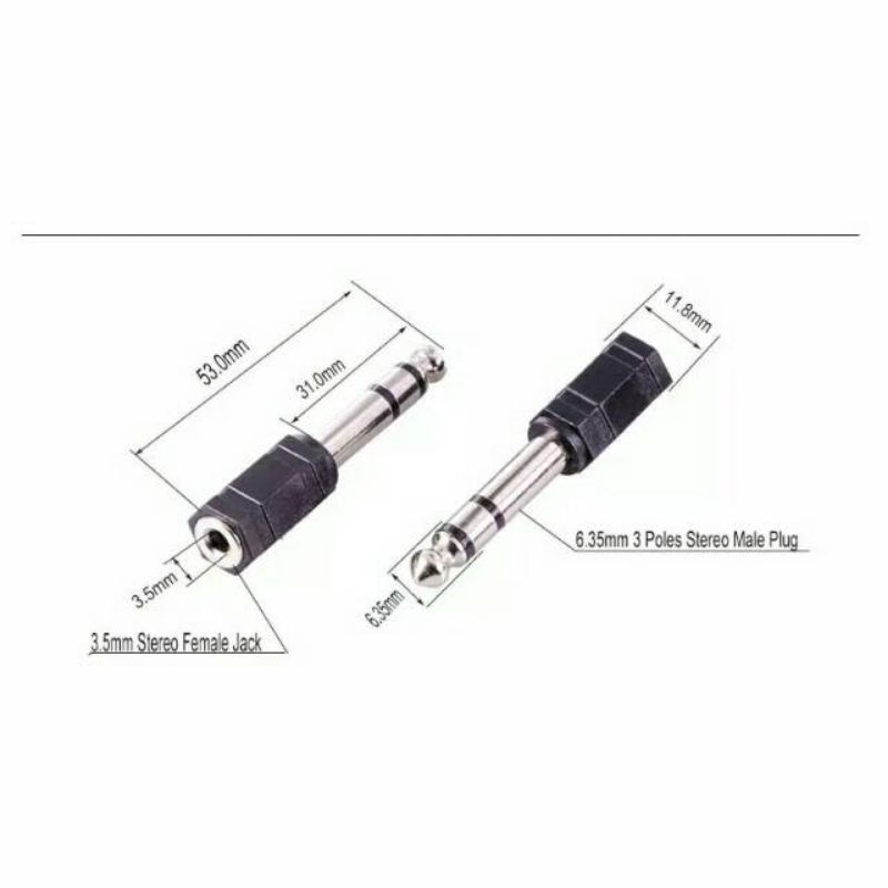 Perubah jack 3.5mm To 6.35mm Sambungan HP ke mic speaker sound plug connector converter - S99