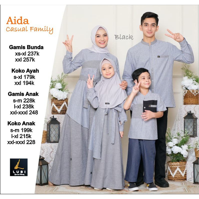 Gamis Koko Dewasa Aida Lubi Black Brown Maron Navy