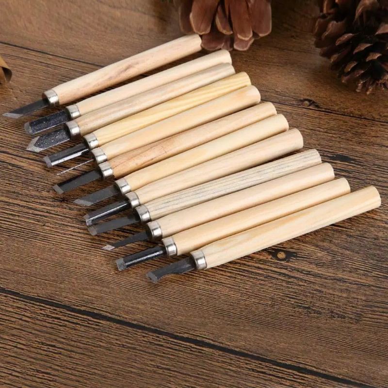 Set Pisau Ukir Pahat Kayu 12 in 1 Wood Carving Knife - Pisau Ukir - Pisau Pahat Kayu ( KECIL )