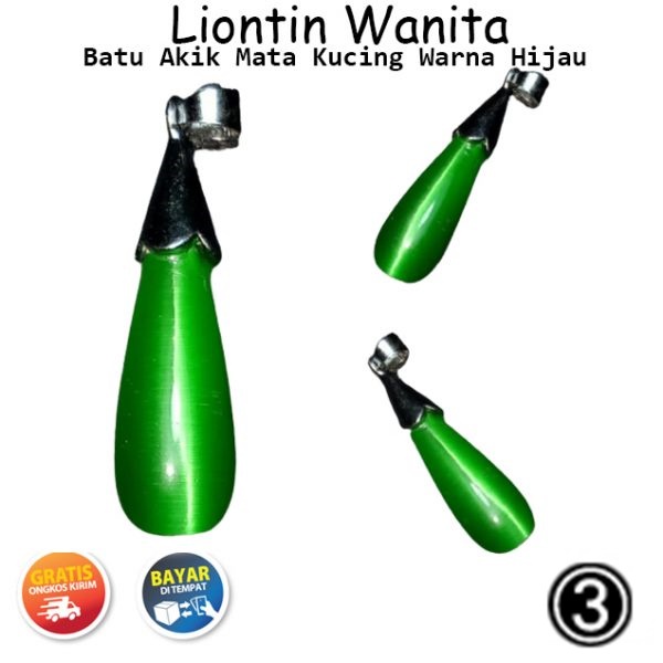Liontin Batu Akik Mata Kucing Hijau Tetes Embun