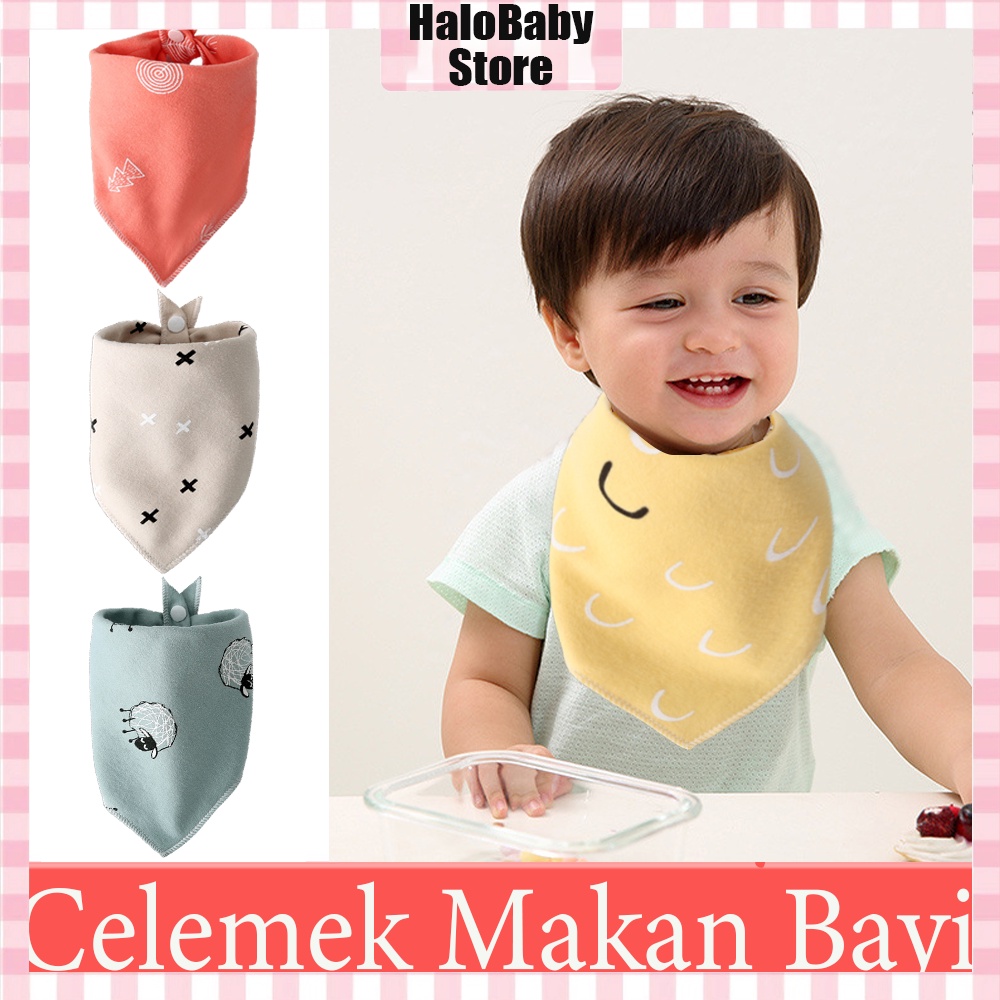 Halobaby Celemek Makan Bayi / Slabber Segitiga Bayi / Bib Segitiga