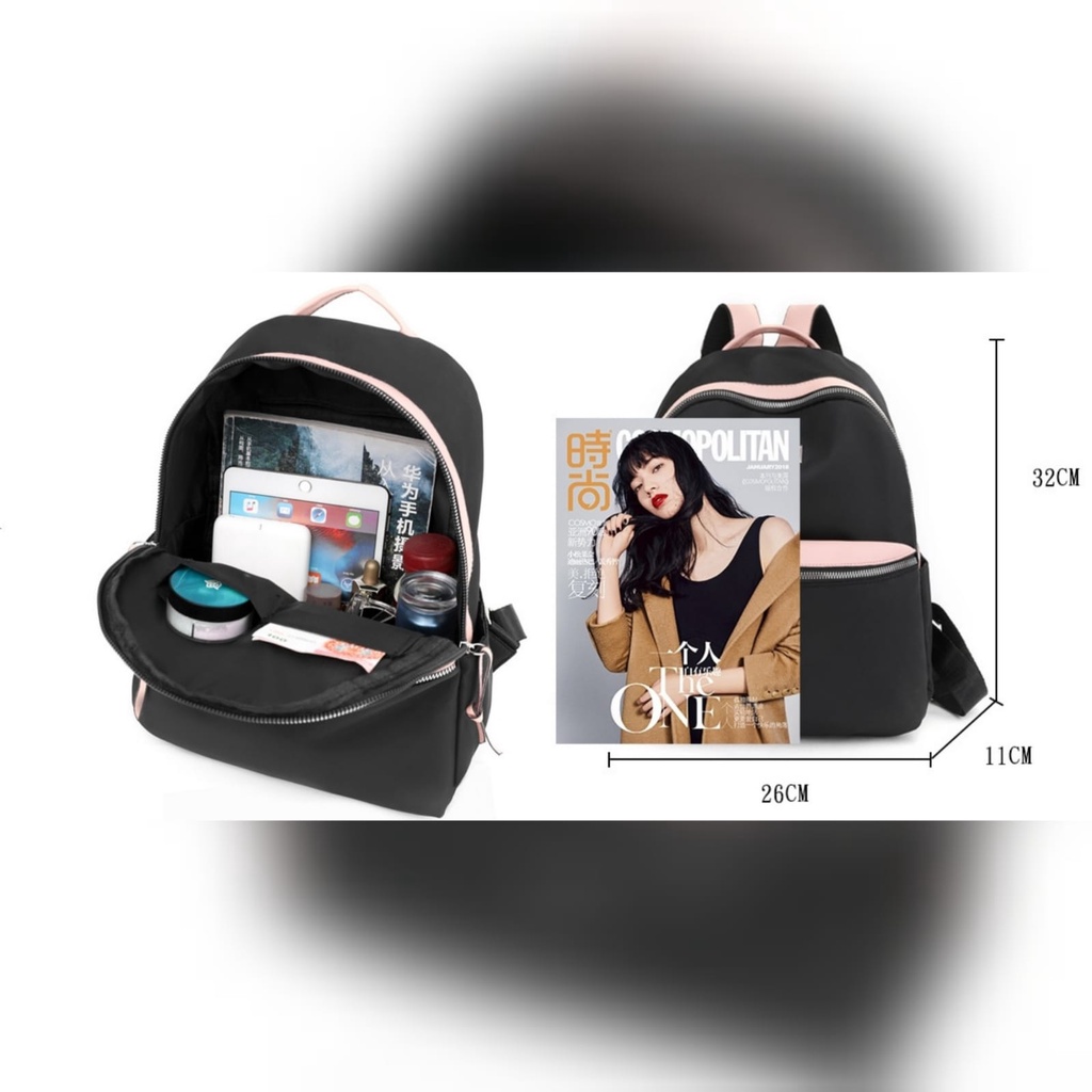 TAS RANSEL WANITA IMPORT BACKPACK KOREA ANTI AIR HITAM SAMERNA BRANDED TA637B5 GENDONG PUNGGUNG SEKOLAH KULIAH KERJA FASHION REMAJA KEKINIAN BATAM PREMIUM