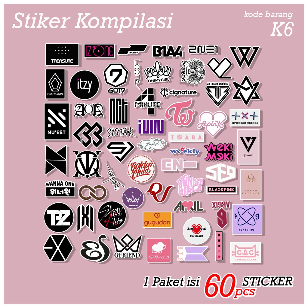 60 PCS STICKER BAND METAL BTS BLACKPINK COLDPLAY AESTHETIC - STIKER ANTI AIR UNTUK CASE TUMBLER LAPTOP KOPER HP SCRAPBOOK - K4 K5 K6