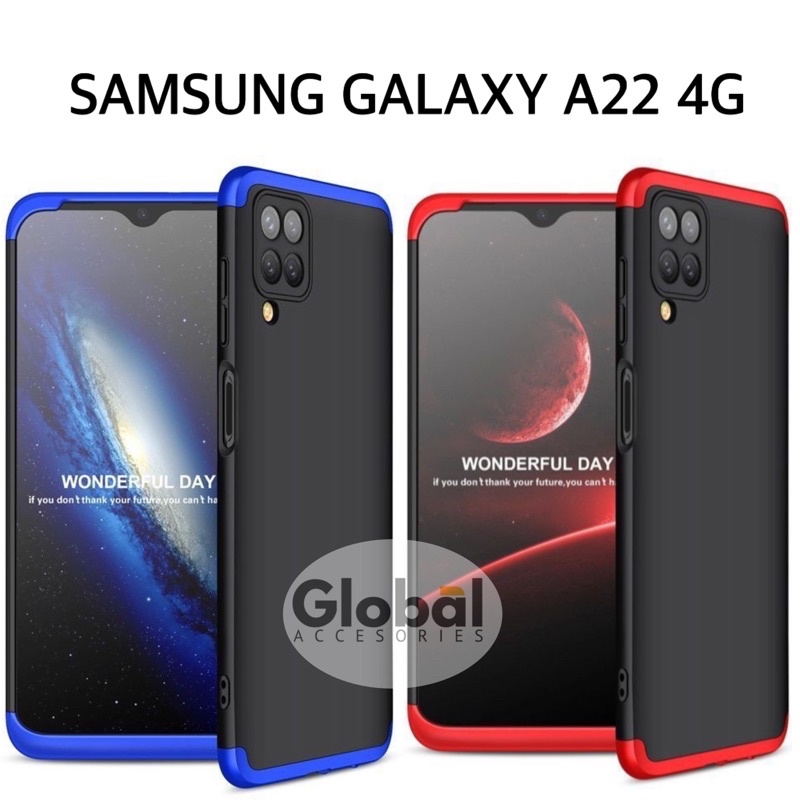 Case Samsung A22 4G Hard Case 360° Full Protection 3in1 Full Armor GKK ORIGINAL Hard Case GKK Samsun
