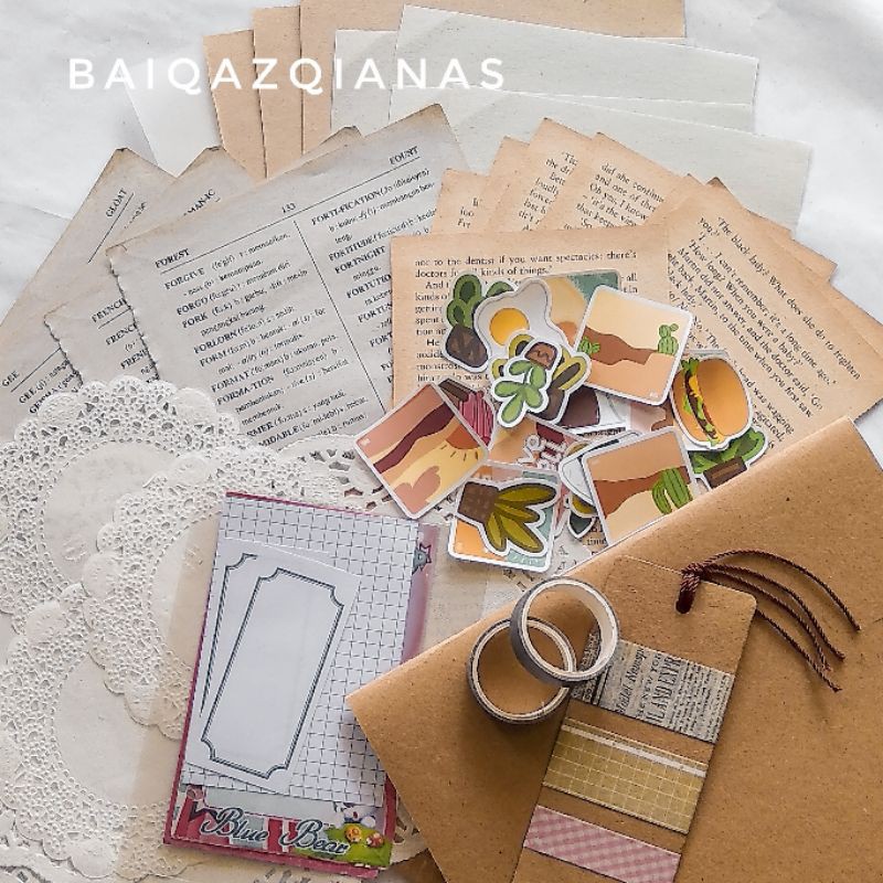 

Journal kit || Journaling kit || Vintage paper bundle || by baiqazqianas