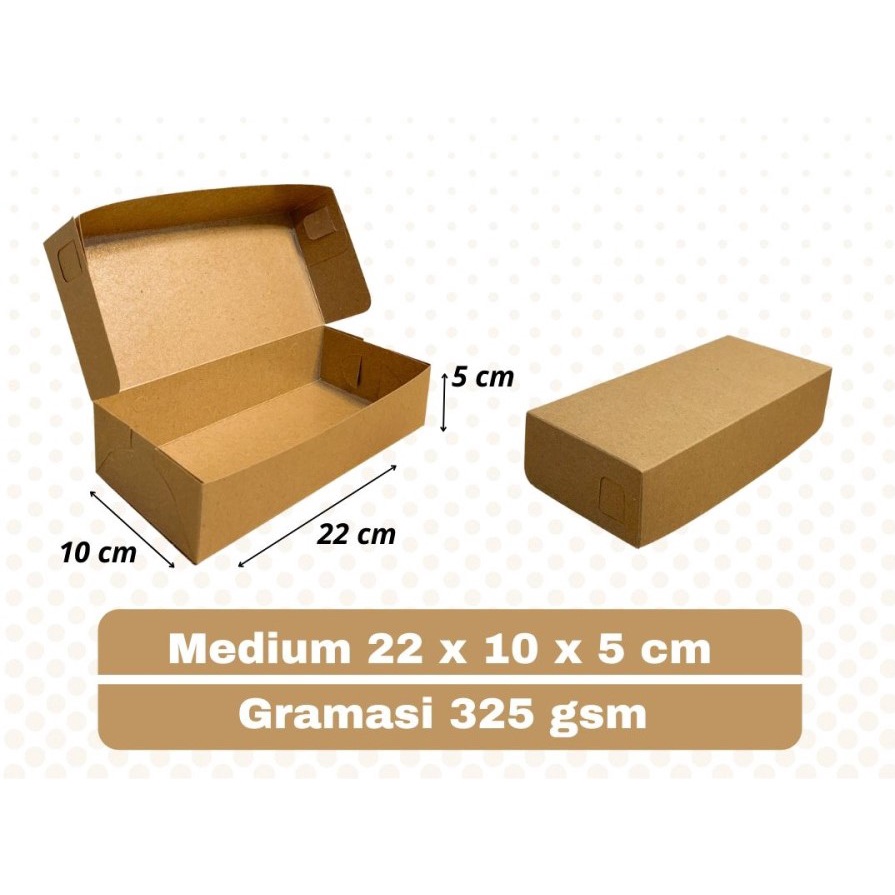 

BROWNIES BOX KRAFT 22X10X5 CM 10 pcs (M) Laminasi Foodgrade Kotak Roti Donat