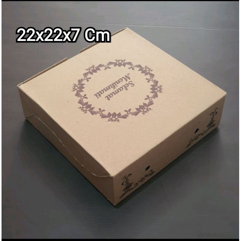 Kotak Nasi / Dus Makan Packing Box Eflute Coklat Kraft Kardus 22x22x7cm