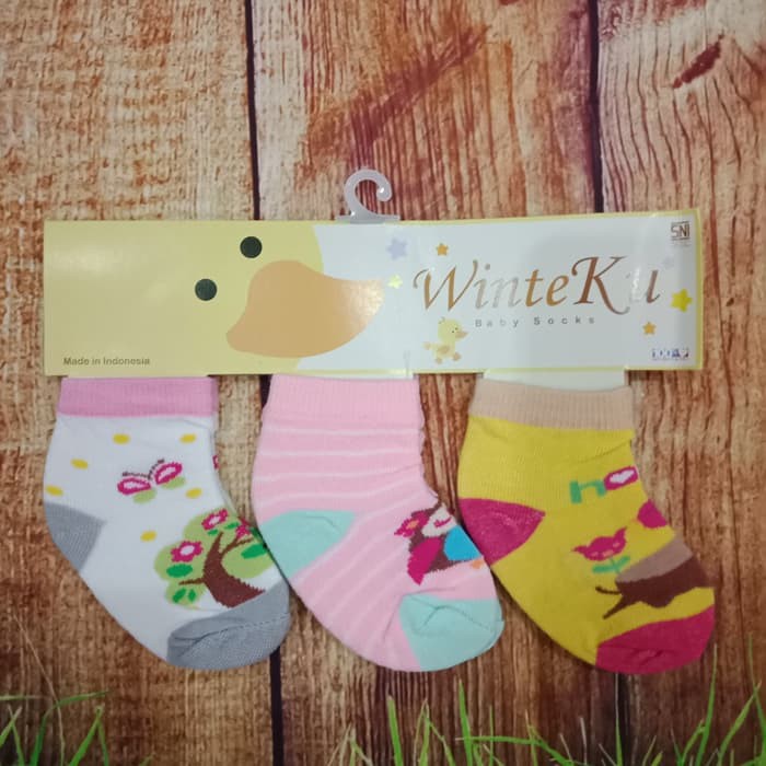 Makassar ! Kaos Kaki Bayi Winteku Motif MIXED isi 3 LBR ( 0.-3 BLN )