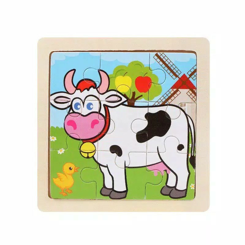 MINI WOODEN PUZZLE Anak Puzzle Kayu jigsaw puzzle Kubus Mainan Edukasi