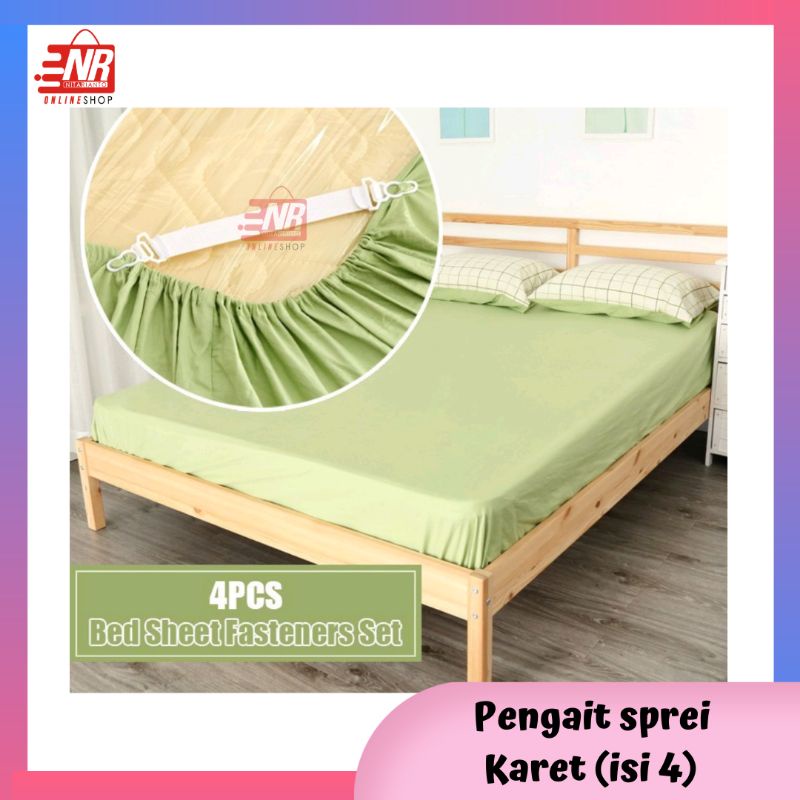 [ 1 set isi 4] Pengait sprei karet jepitan pengencang susut sprei sheet gripper