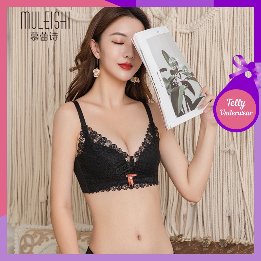 TELLY ➡️ 150 Fashion bra wanita Bra Sexy Tanpa Kwat Motif Bunga high quality