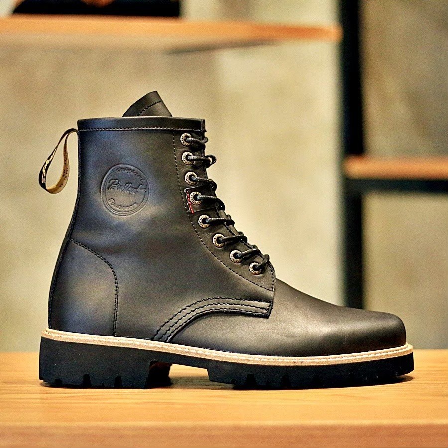 Vintage - Bradleys Erol Black Sepatu Kulit Asli Klasik Biker Simpel Pria/Cowok/Men - High Boots