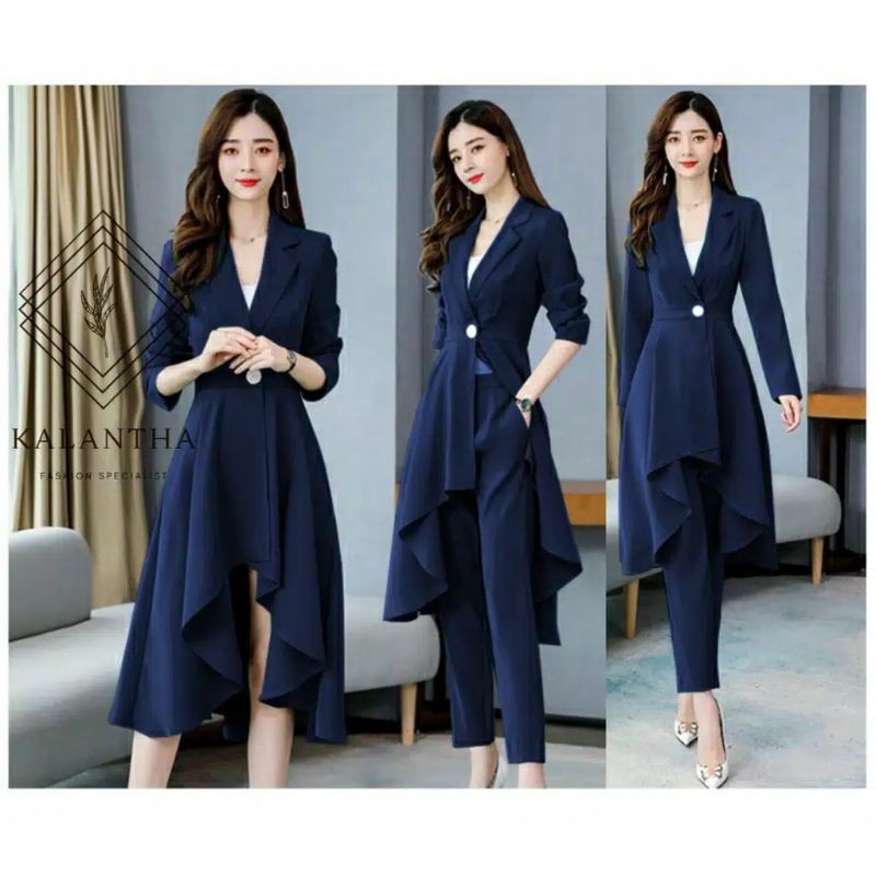 SET 2IN1 TIRTA / SETELAN IMPORT GAYA KOREA MODEL LONG OUTER CARDIGAN PANJANG / BAJU KERJA KANTOR