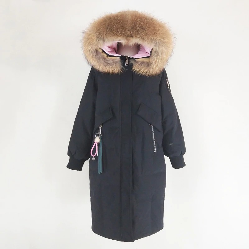 women's down coat with real fur hood