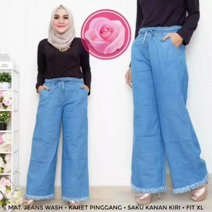 CELANA KULOT JEANS BASIC XL dan JUMBO XXXL // BASIC PALAZO PLAIN JEANS