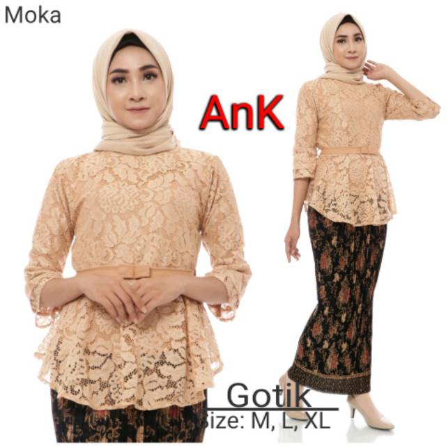 Termurah setelan kebaya brukat gotik mix rok plisket bisa bayar di tempat.