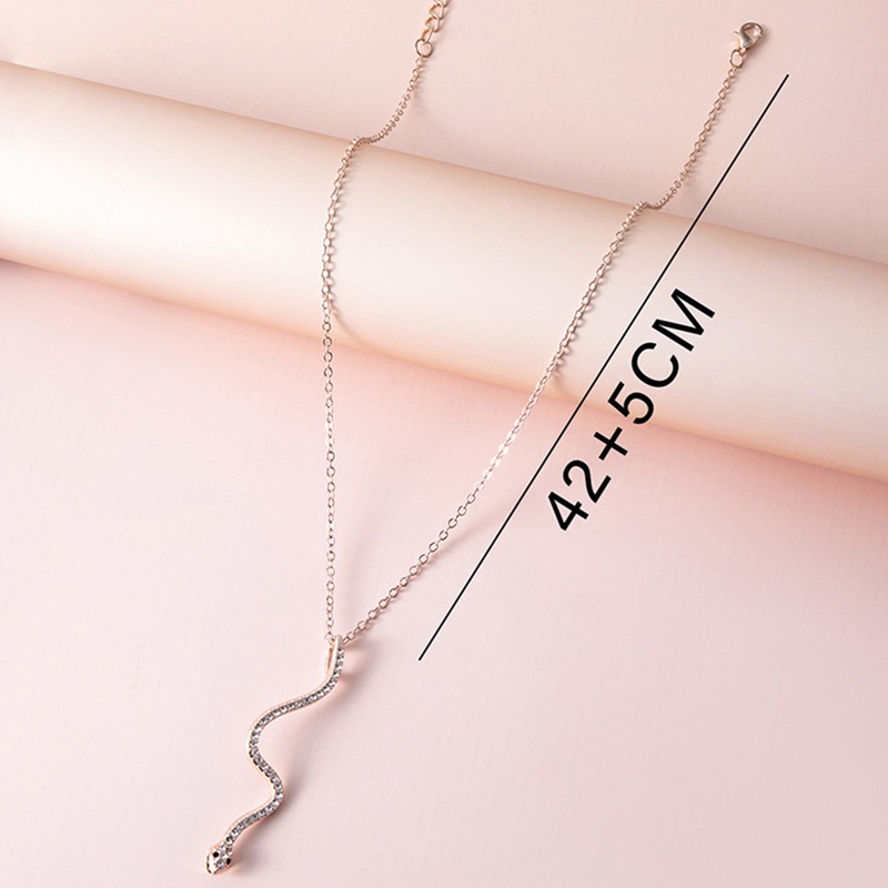 Fancyqube Kalung Rantai Liontin Bentuk Ular Aksen Zircon Warna Pelangi Untuk Perhiasan Wanita