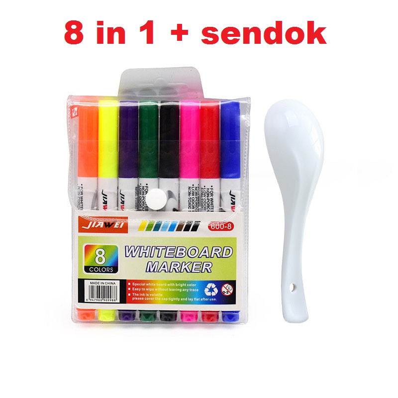 8 DAN 12 WARNA MARKER SPIDOL + SEDOK KERAMIK / SPIDOL PAPAN TULIS