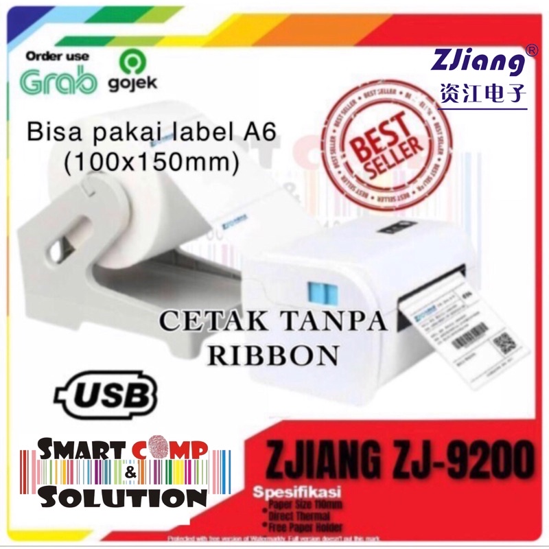 Printer Label Thermal ZJIANG ZJ-9200 Stiker Alamat Online A6 AWB