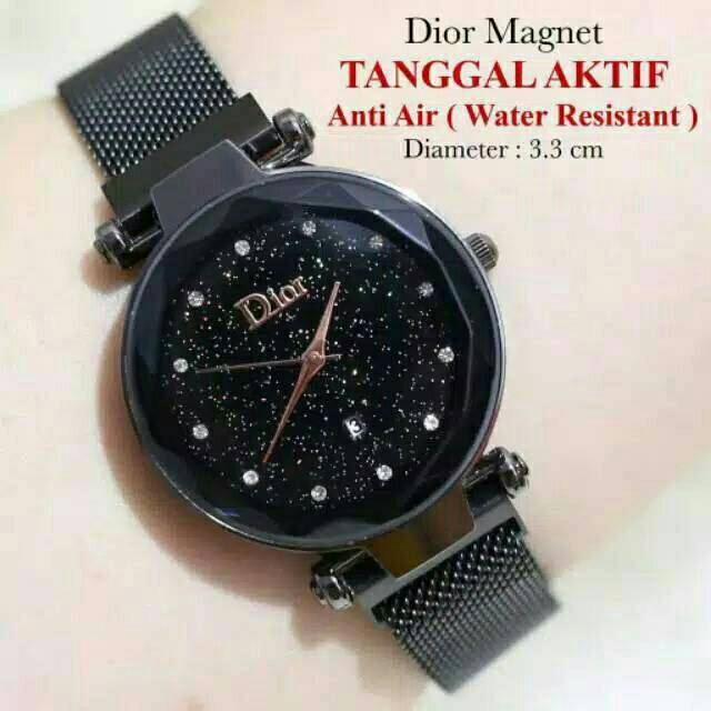 Jam Tangan Wanita permata Magnet Tanggal Aktif Mata Kecil D732 Ready 4 Warna