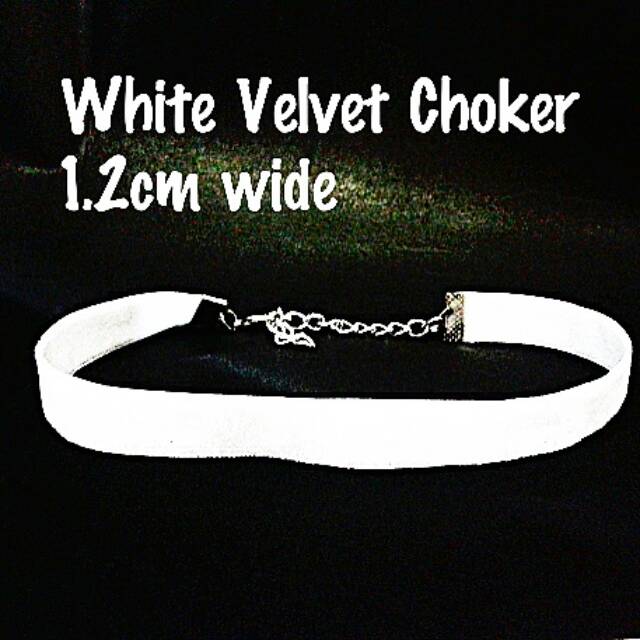 White Velvet Choker Plain Necklace | Kalung Handmade