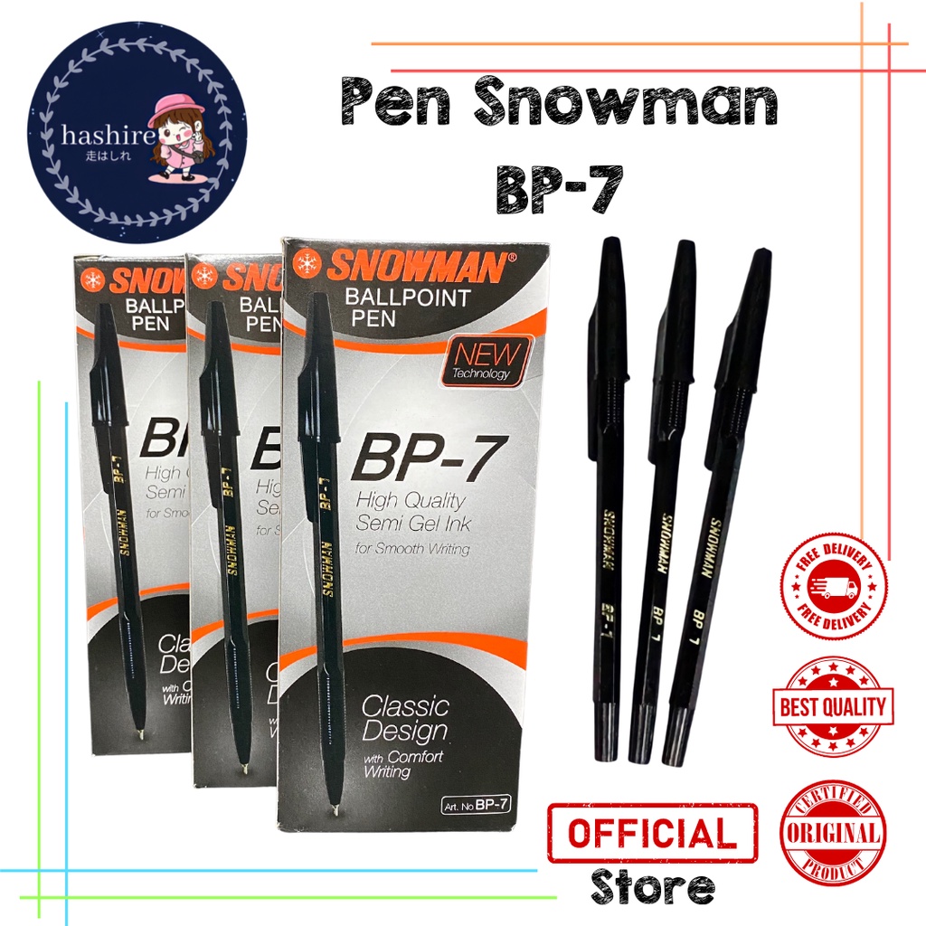 12pcs Pulpen Snowman BP-7 / pulpen snowman