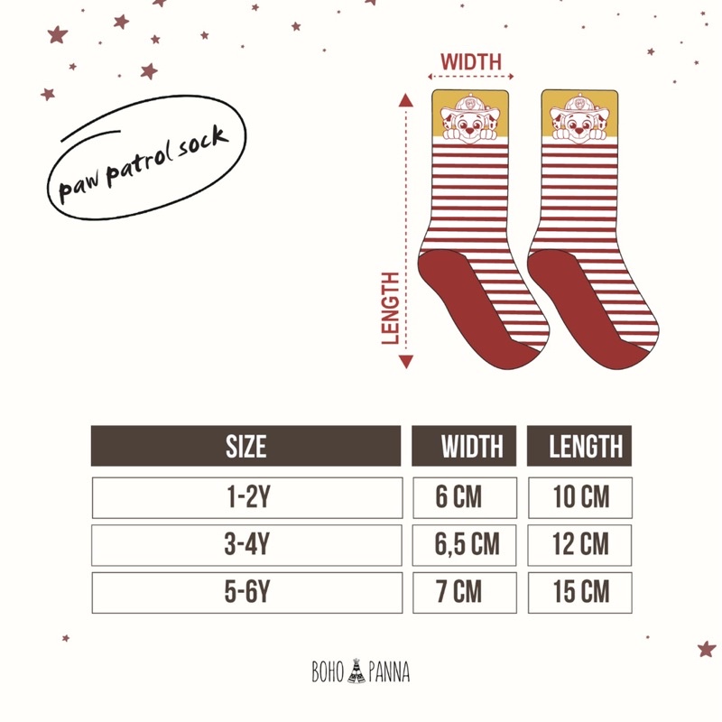 Bohopanna Paw Patrol Socks 1-6y / Kaos Kaki Anak