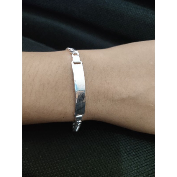 Gelang lapis perak rantai plat polos