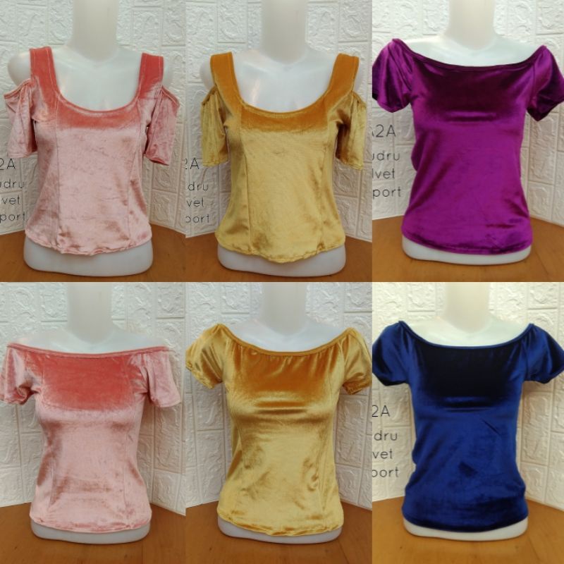 crop top / A2A bludru / atasan / pakaian wanita / atasan Korea/ bludru velvet