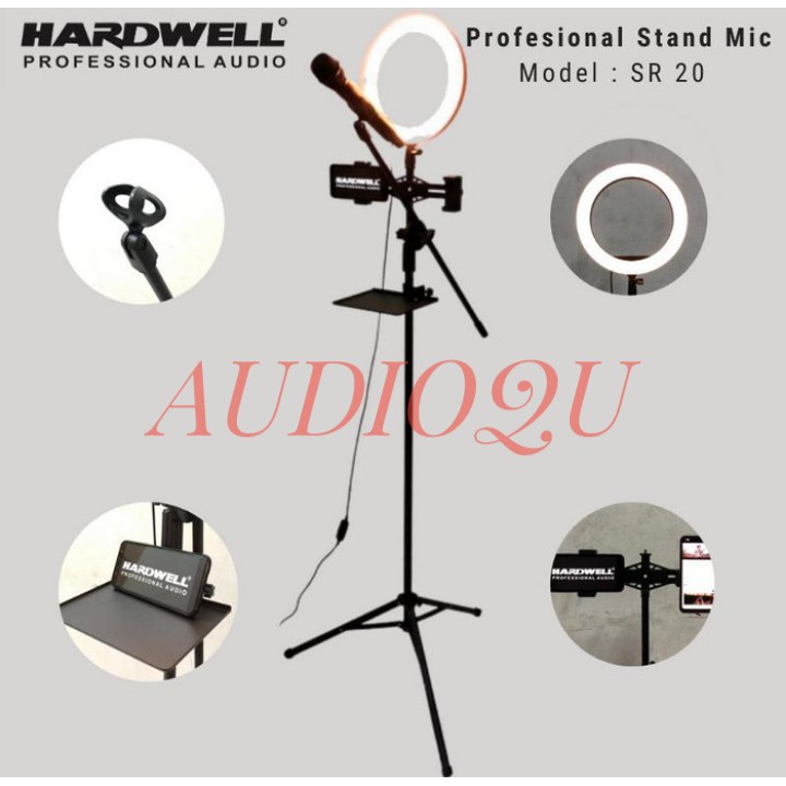 STAND MIC LIVE STREAMING HARDWELL SR20/ SR 20 (holderhp+ringlight)