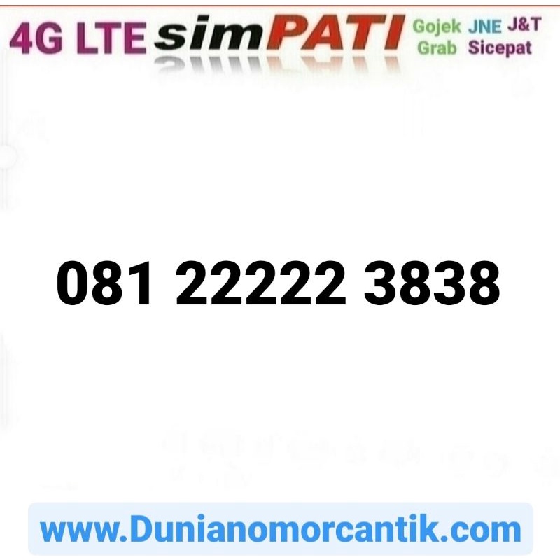 Nomor Cantik Simpati 4G Rapi 3838