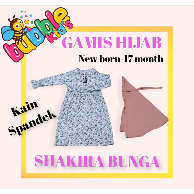 Gamis Hijab Shakira Bunga Bayi Balita Anak Fashion Muslim Katun Lucu Motif 0-2 Tahun