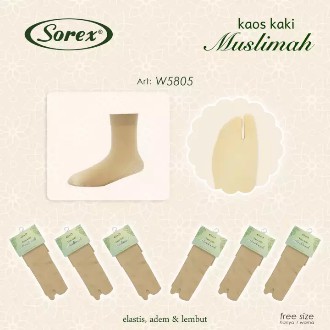 KAOS KAKI Wanita MUSLIMAH Model JEMPOL MEDIUM SOREX W 5805  - Kaos Kaki Muslimah w5805 women sock for muslimah