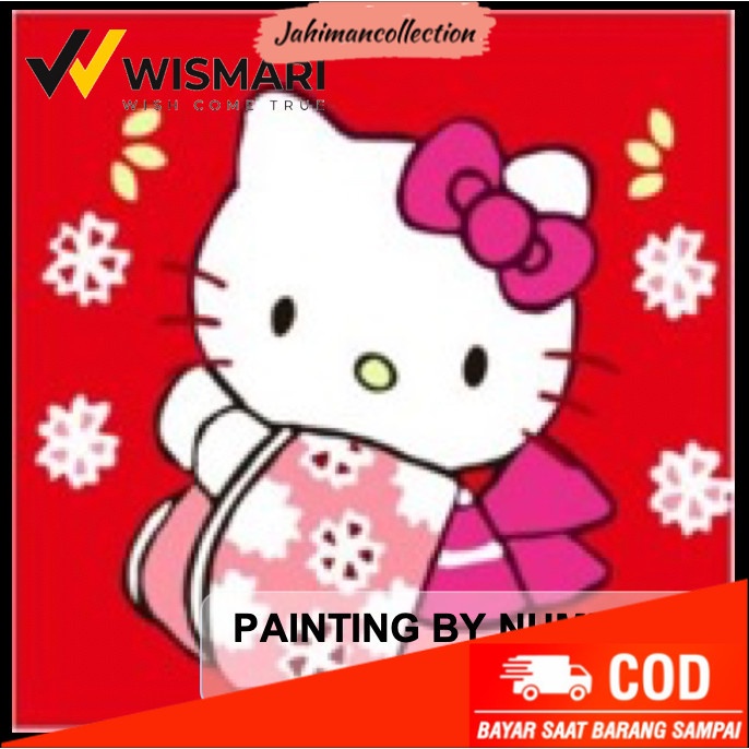 

✨ BISA COD ✨ DIY Oil Painting by number for kids 20cm x 20cm - Hello Kitty