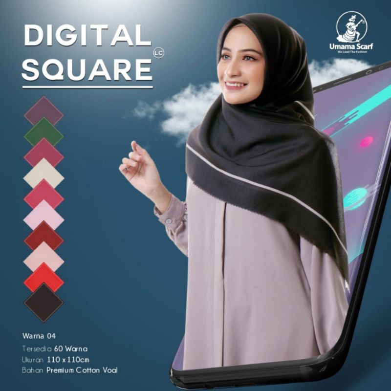 MNV - KERUDUNG DIGITAL SQUARE LC RANDOM MOTIF & WARNA TERMURAH